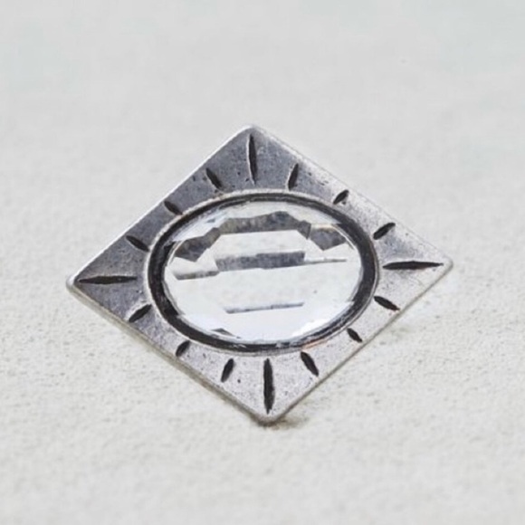American Eagle Outfitters Edgy crystal & silver mixed metals ring size 7 - Picture 2 of 7